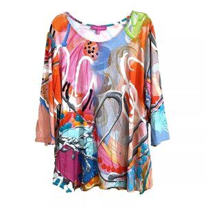Claire Desjardins Happy Days Abstract Art to Wear Tunic Top 1X Colorful Artsy